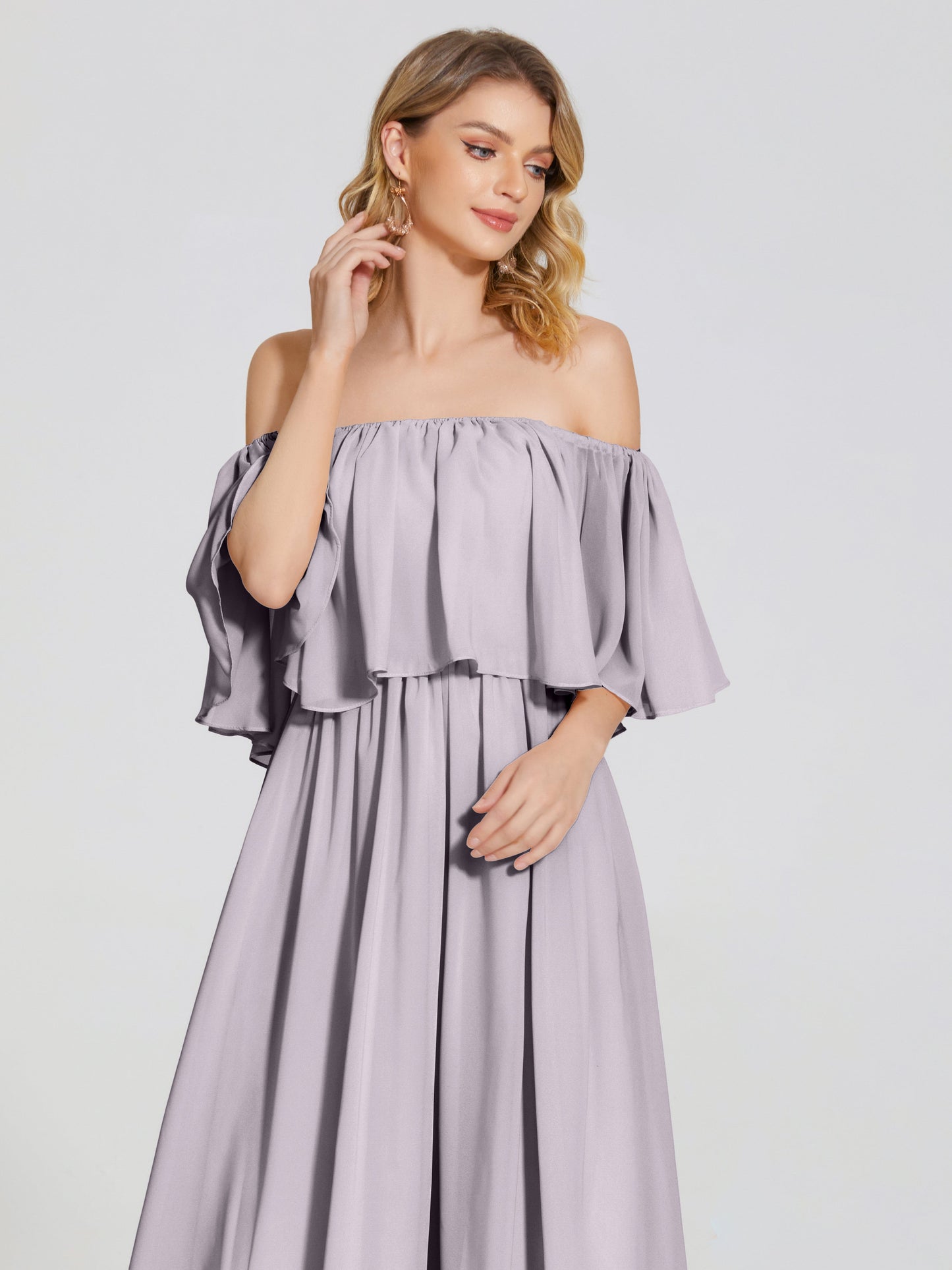 Journee Midi Off-Shoulder Chiffon Bridesmaid Dress