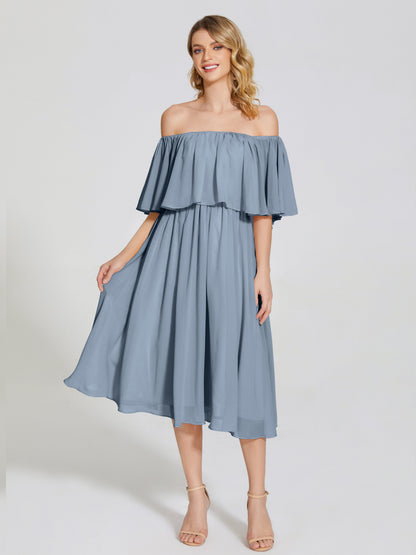 Journee Midi Off-Shoulder Chiffon Bridesmaid Dress