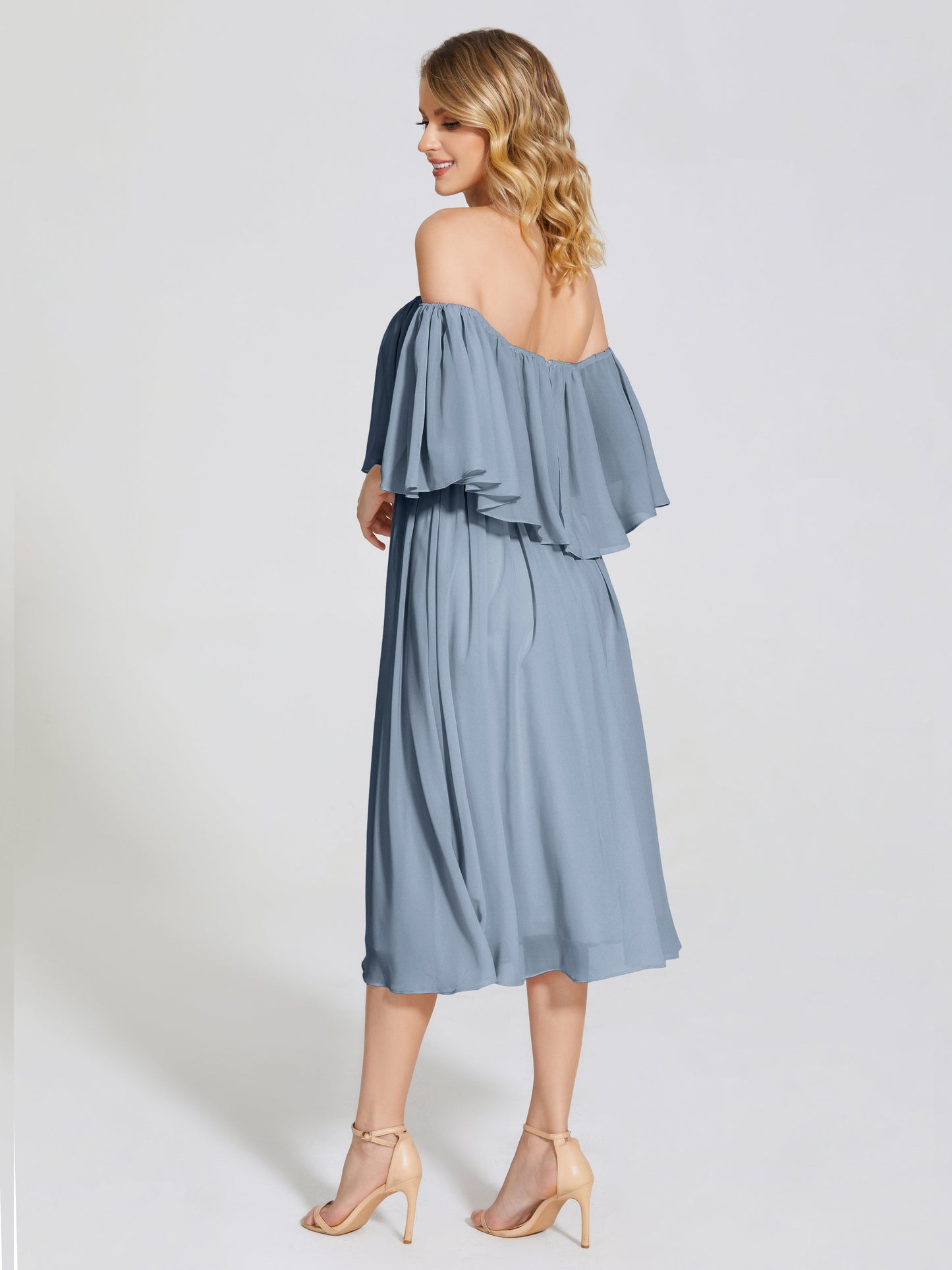 Journee Midi Off-Shoulder Chiffon Bridesmaid Dress