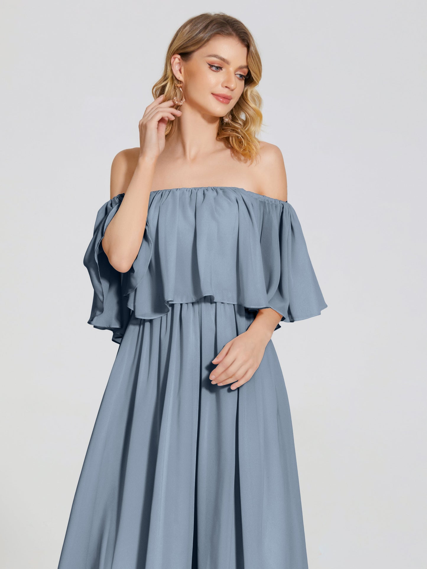 Journee Midi Off-Shoulder Chiffon Bridesmaid Dress