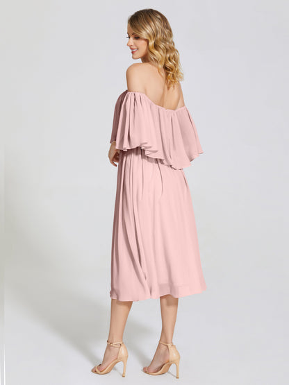 Journee Midi Off-Shoulder Chiffon Bridesmaid Dress