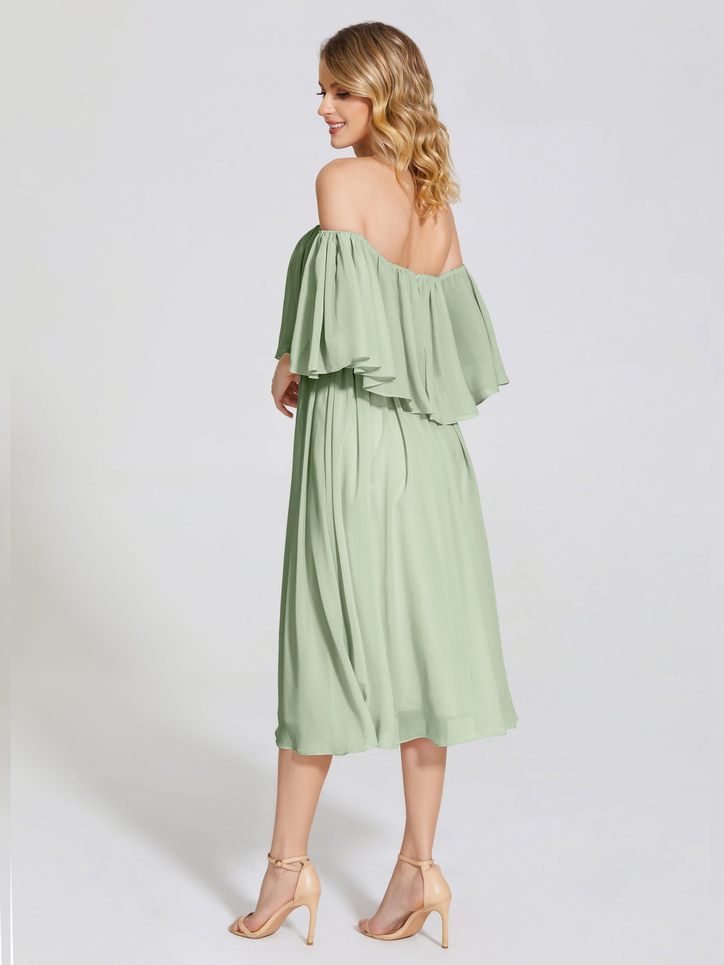 Journee Midi Off-Shoulder Chiffon Bridesmaid Dress