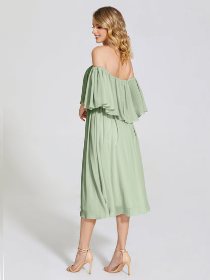 Journee Midi Off-Shoulder Chiffon Bridesmaid Dress