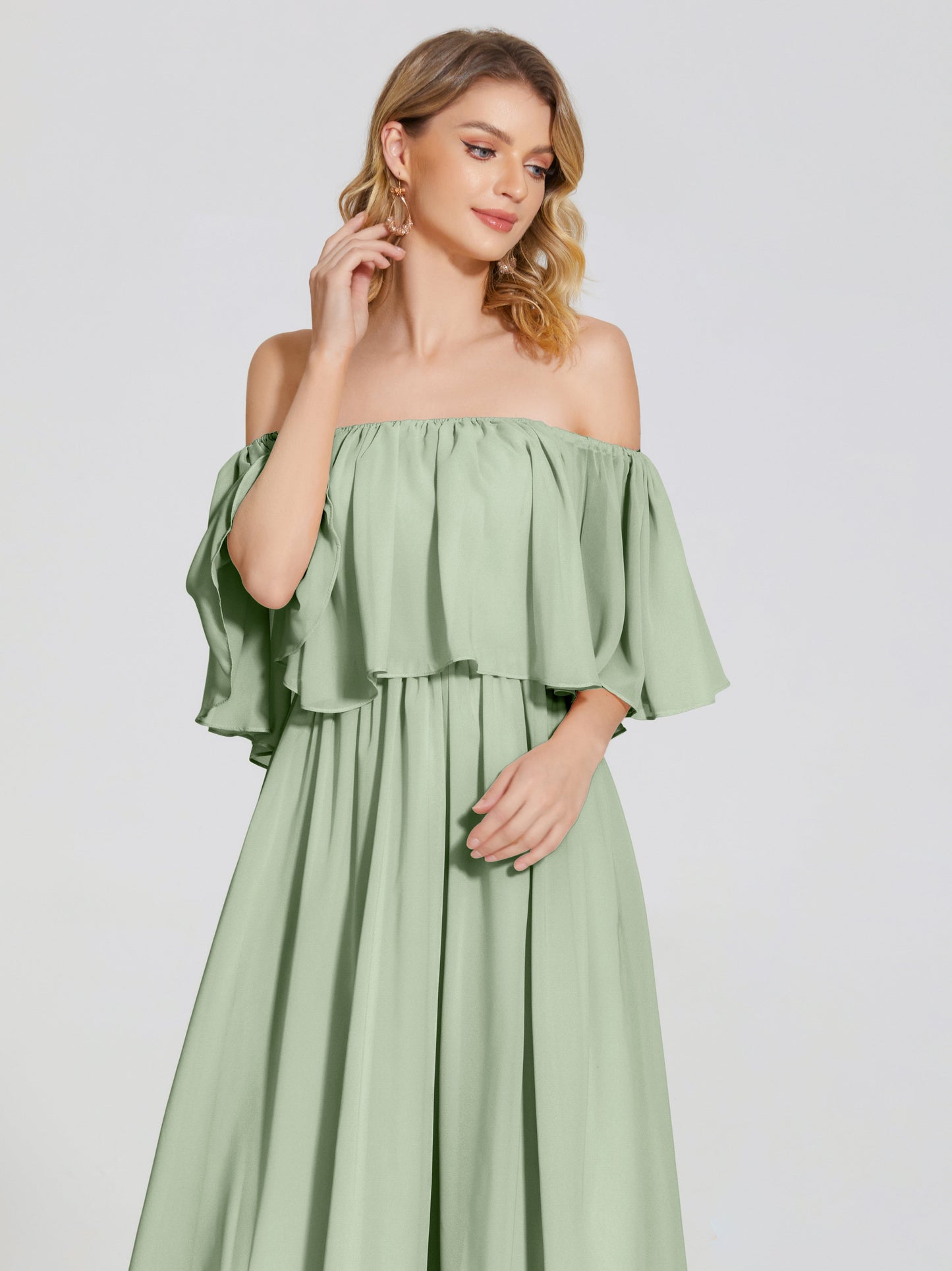 Journee Midi Off-Shoulder Chiffon Bridesmaid Dress