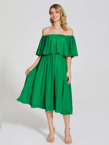 Journee Midi Off-Shoulder Chiffon Bridesmaid Dress