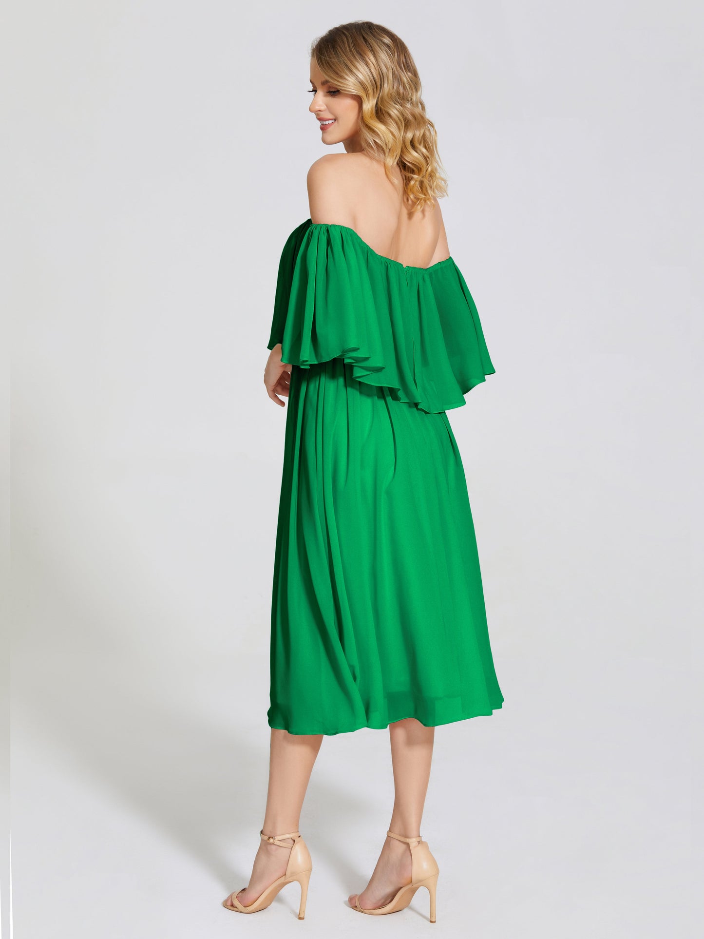 Journee Midi Off-Shoulder Chiffon Bridesmaid Dress