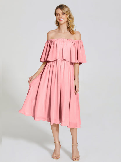 Journee Midi Off-Shoulder Chiffon Bridesmaid Dress