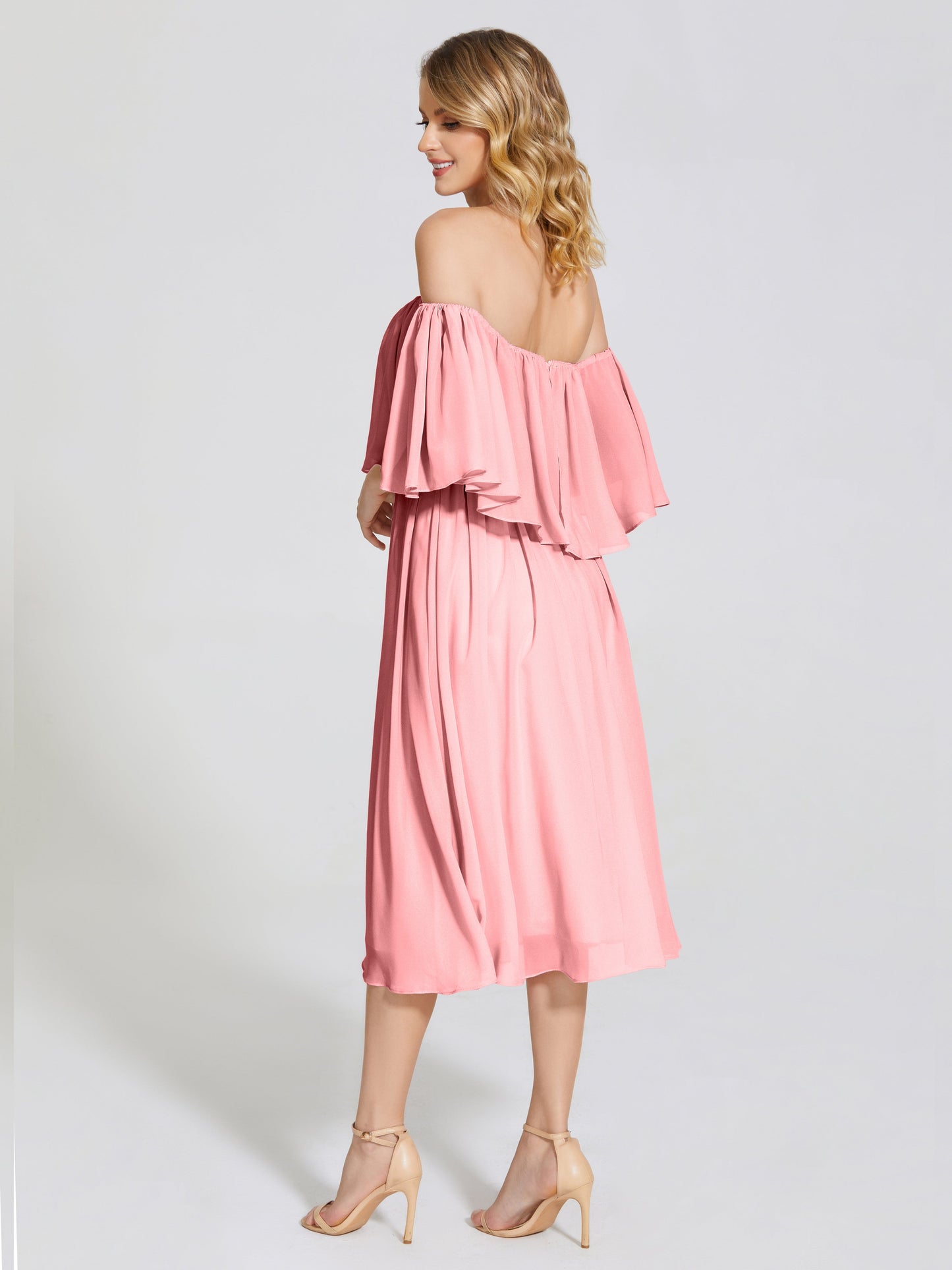 Journee Midi Off-Shoulder Chiffon Bridesmaid Dress