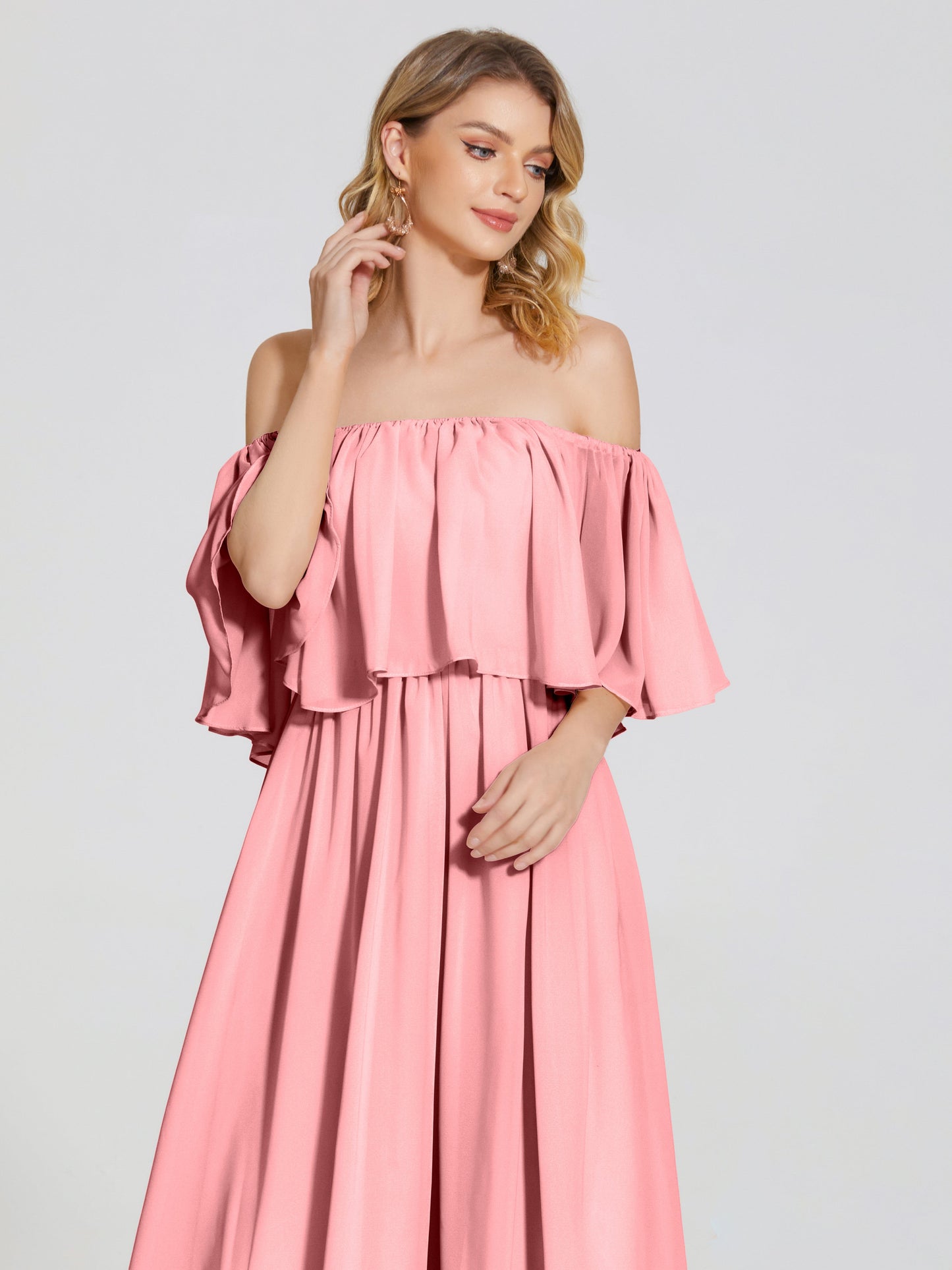 Journee Midi Off-Shoulder Chiffon Bridesmaid Dress