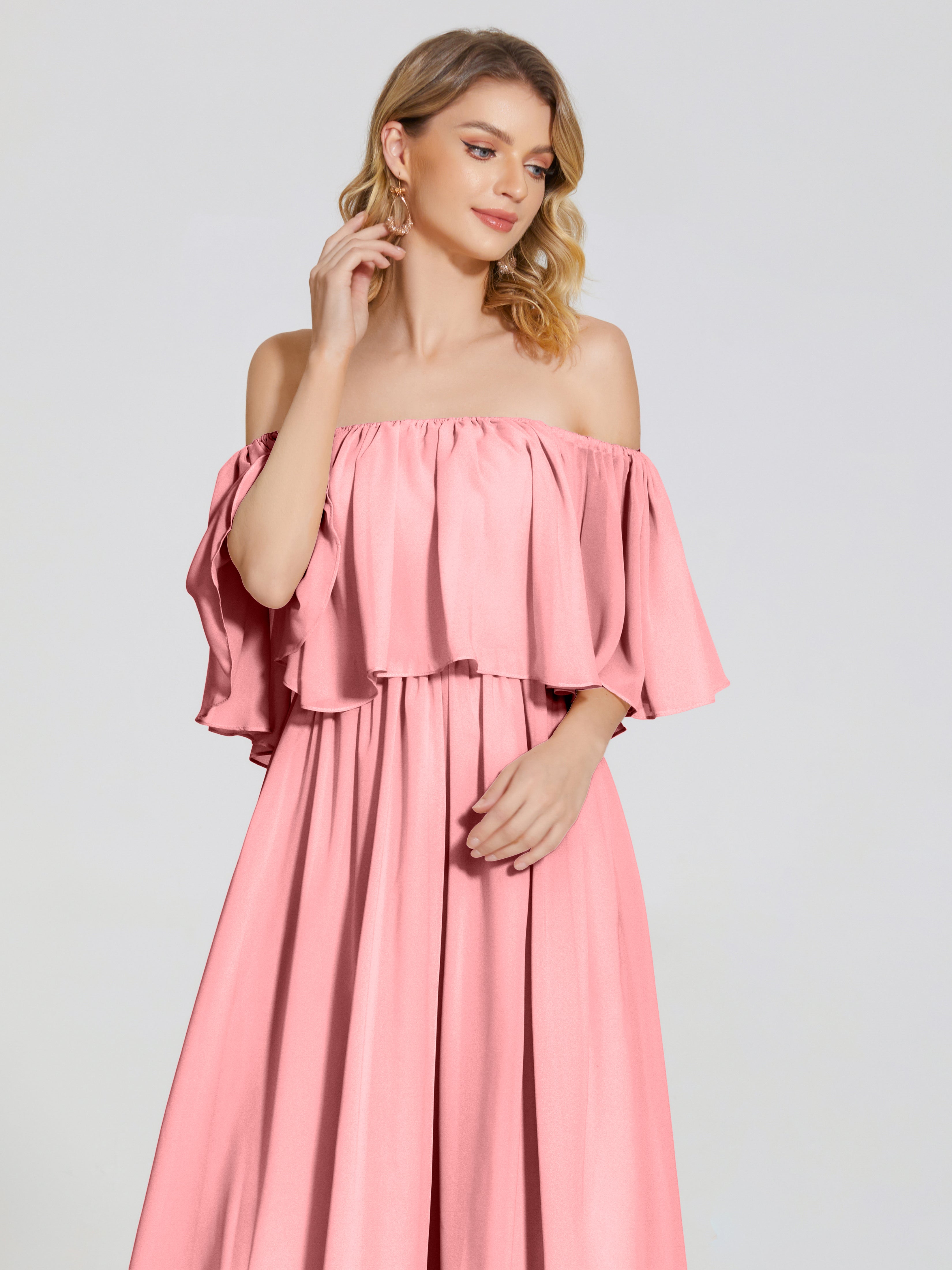 Journee Midi Off-Shoulder Chiffon Bridesmaid Dress