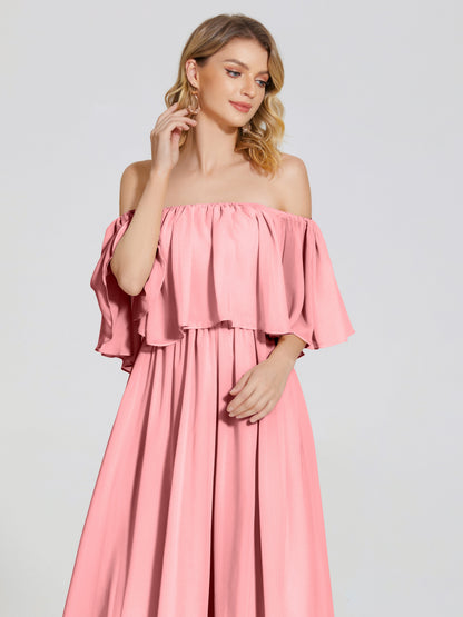 Journee Midi Off-Shoulder Chiffon Bridesmaid Dress