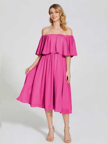Journee Midi Off-Shoulder Chiffon Bridesmaid Dress