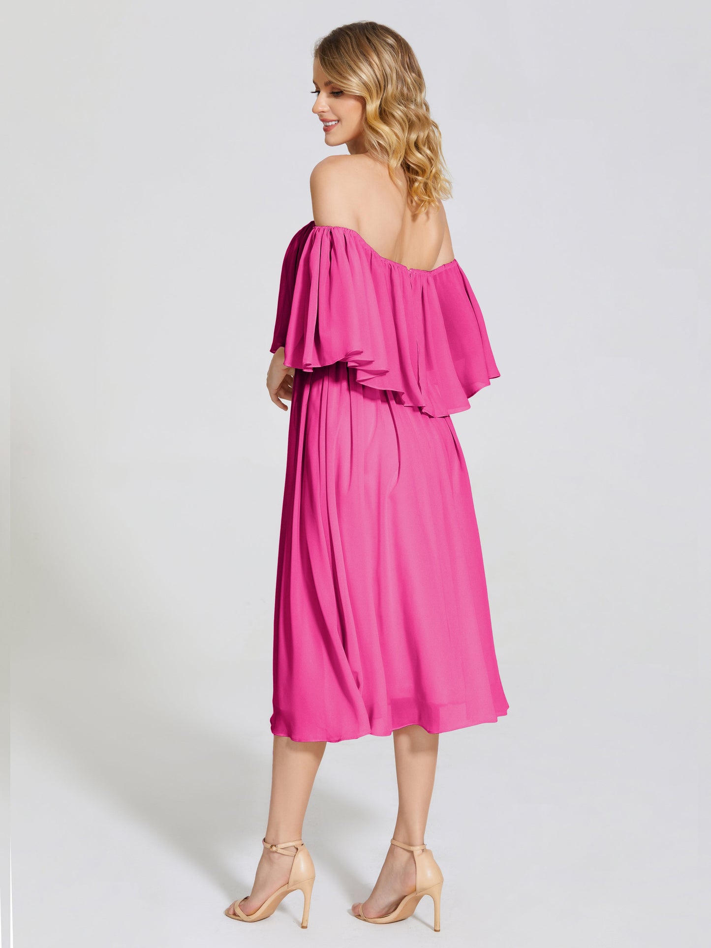 Journee Midi Off-Shoulder Chiffon Bridesmaid Dress
