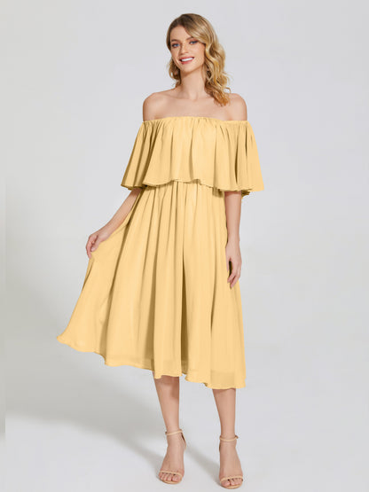 Journee Midi Off-Shoulder Chiffon Bridesmaid Dress