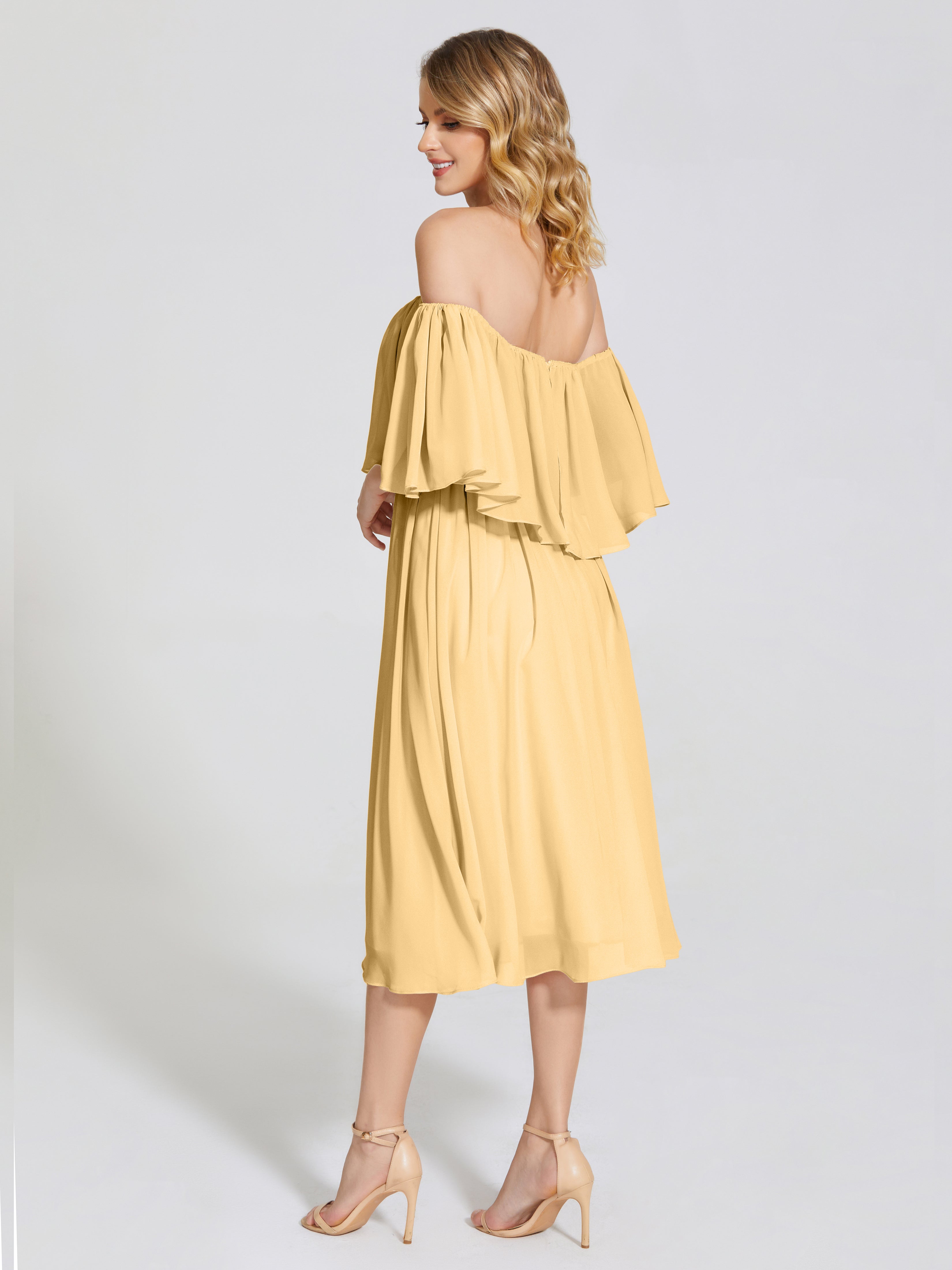 Journee Midi Off-Shoulder Chiffon Bridesmaid Dress