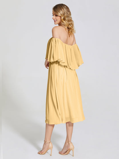 Journee Midi Off-Shoulder Chiffon Bridesmaid Dress
