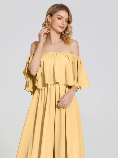 Journee Midi Off-Shoulder Chiffon Bridesmaid Dress