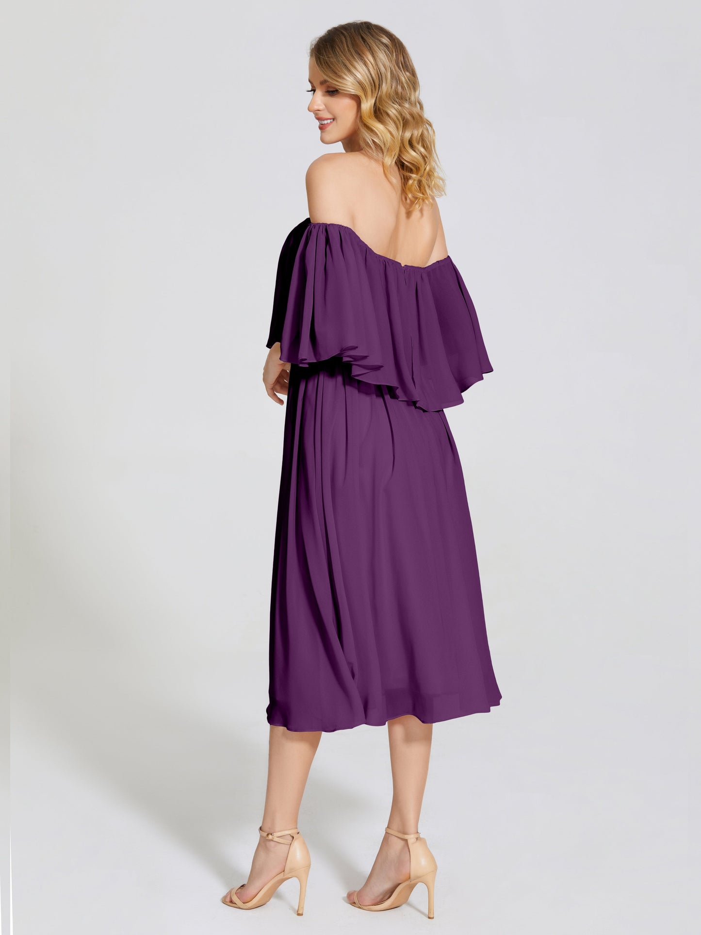 Journee Midi Off-Shoulder Chiffon Bridesmaid Dress
