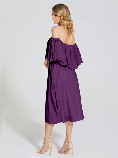 Journee Midi Off-Shoulder Chiffon Bridesmaid Dress