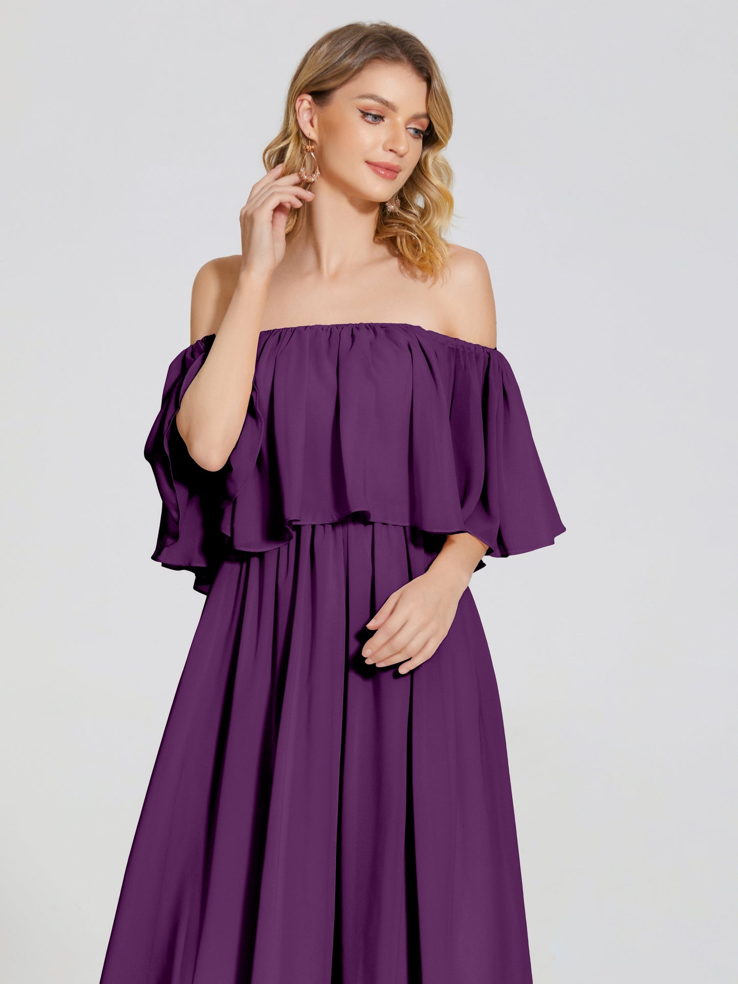 Journee Midi Off-Shoulder Chiffon Bridesmaid Dress