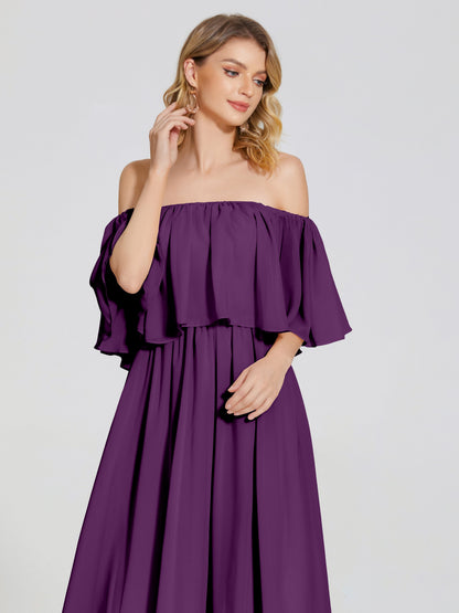 Journee Midi Off-Shoulder Chiffon Bridesmaid Dress