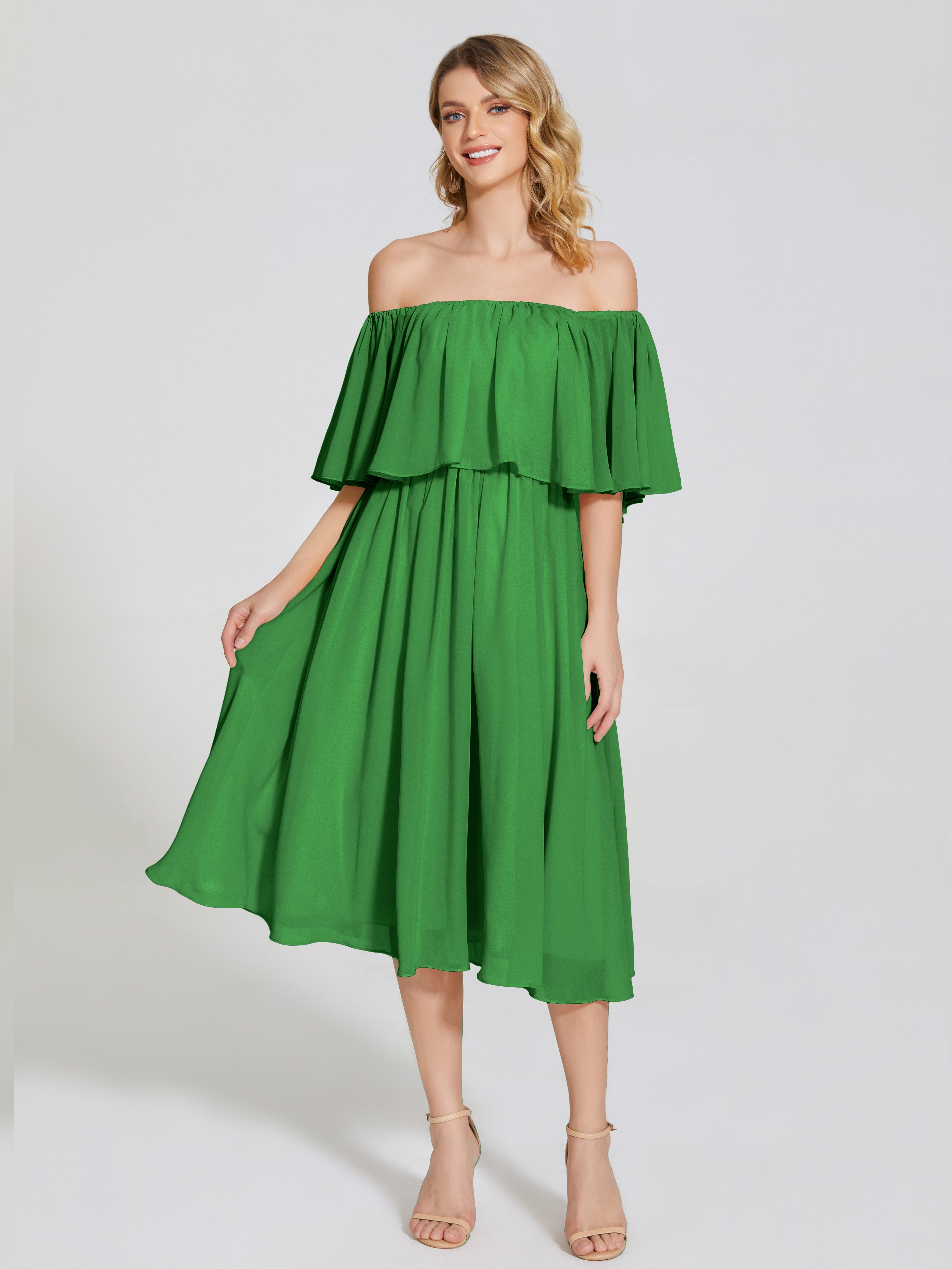 Journee Midi Off-Shoulder Chiffon Bridesmaid Dress