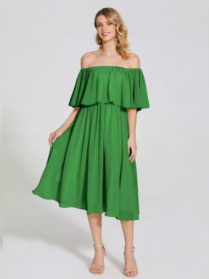 Journee Midi Off-Shoulder Chiffon Bridesmaid Dress