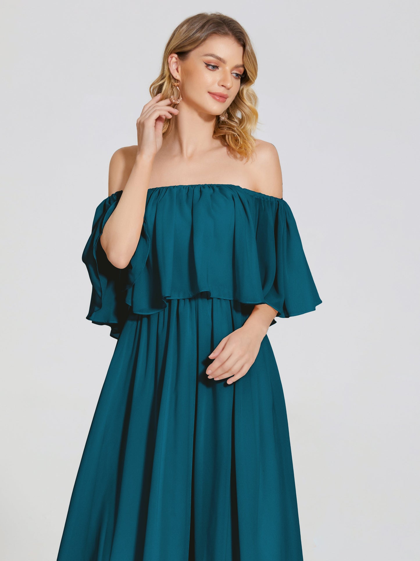 Journee Midi Off-Shoulder Chiffon Bridesmaid Dress