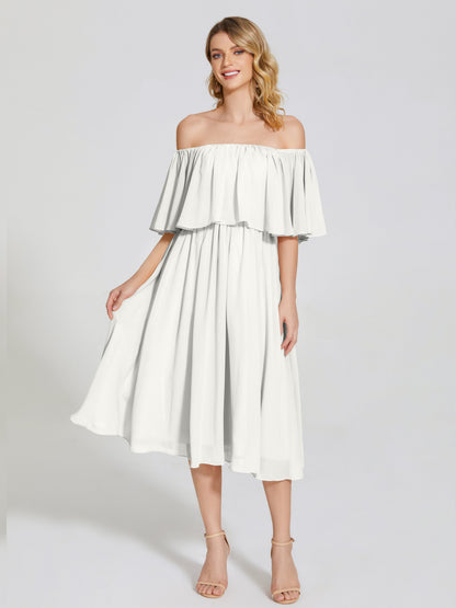 Journee Midi Off-Shoulder Chiffon Bridesmaid Dress