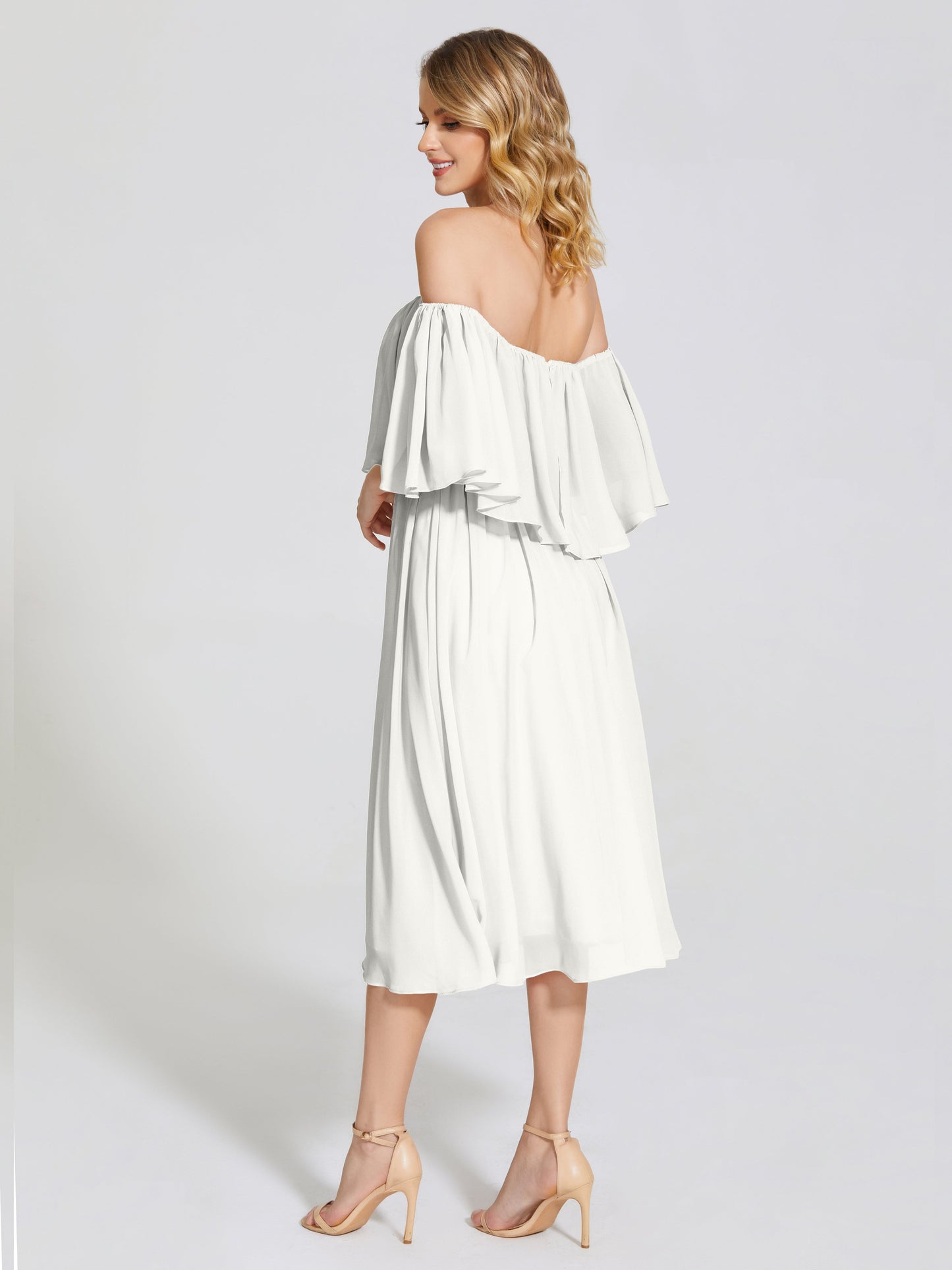 Journee Midi Off-Shoulder Chiffon Bridesmaid Dress