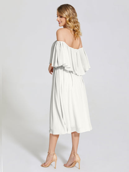 Journee Midi Off-Shoulder Chiffon Bridesmaid Dress
