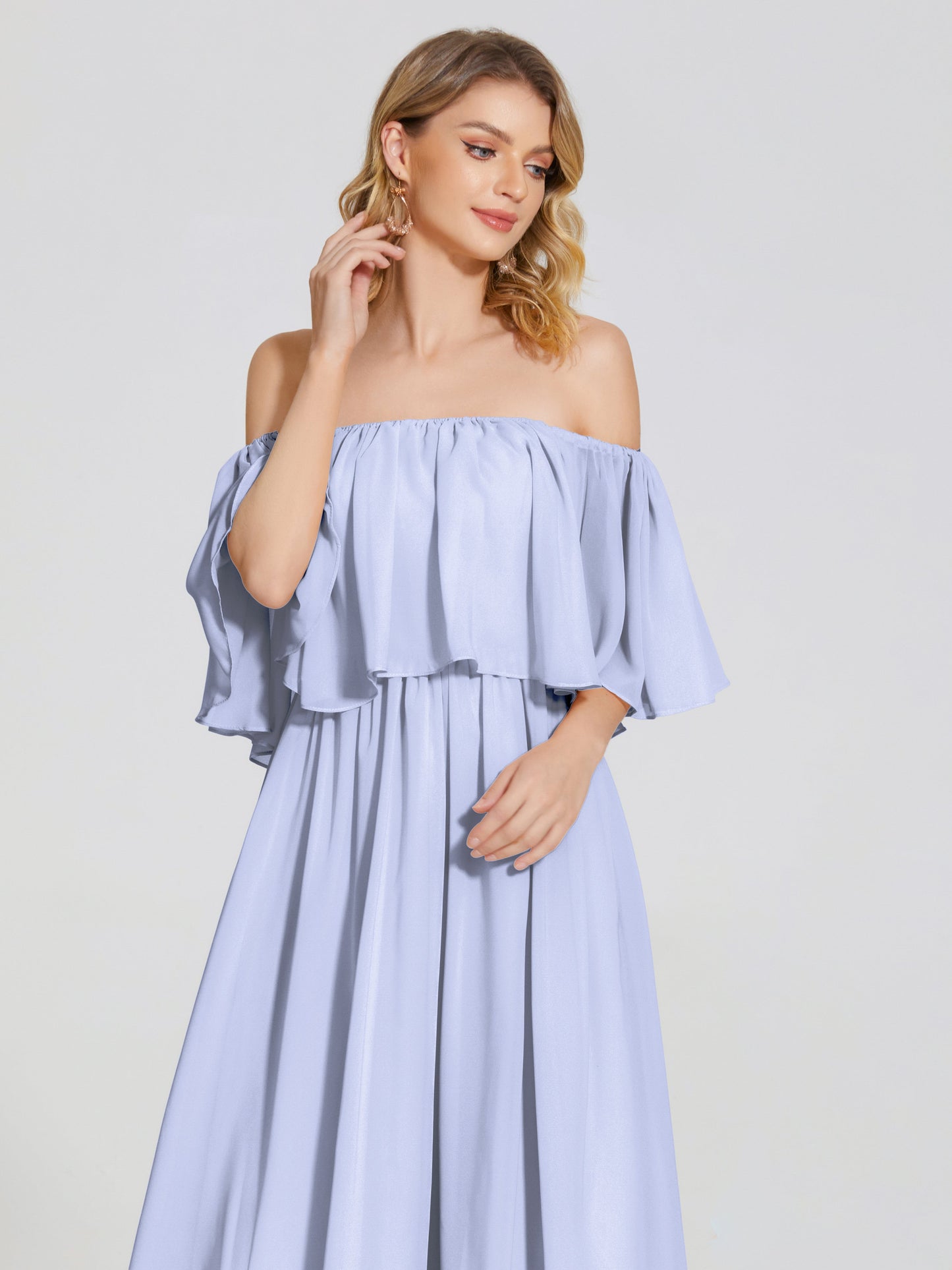 Journee Midi Off-Shoulder Chiffon Bridesmaid Dress