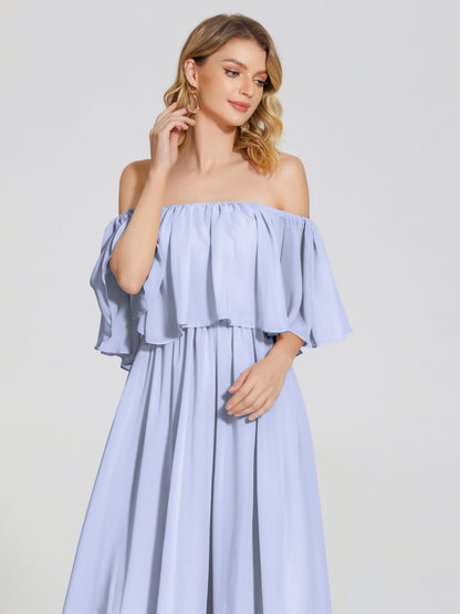 Journee Midi Off-Shoulder Chiffon Bridesmaid Dress