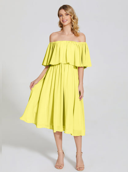 Journee Midi Off-Shoulder Chiffon Bridesmaid Dress