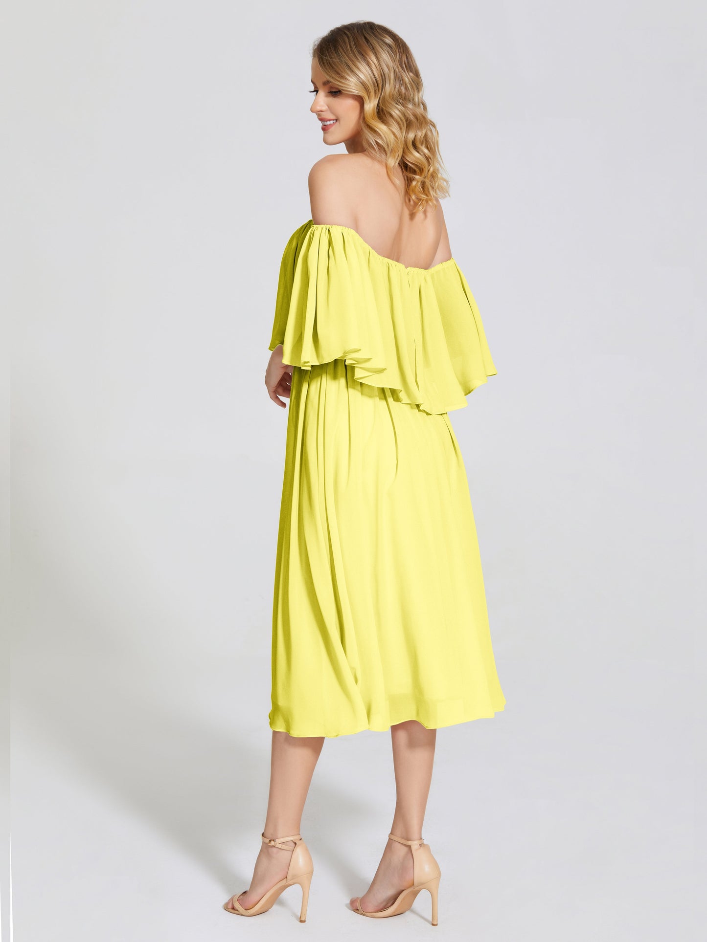 Journee Midi Off-Shoulder Chiffon Bridesmaid Dress