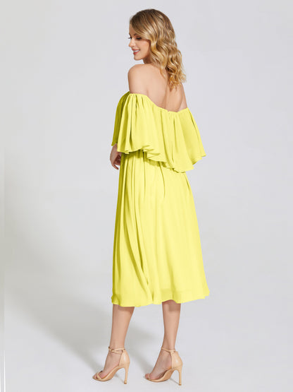 Journee Midi Off-Shoulder Chiffon Bridesmaid Dress
