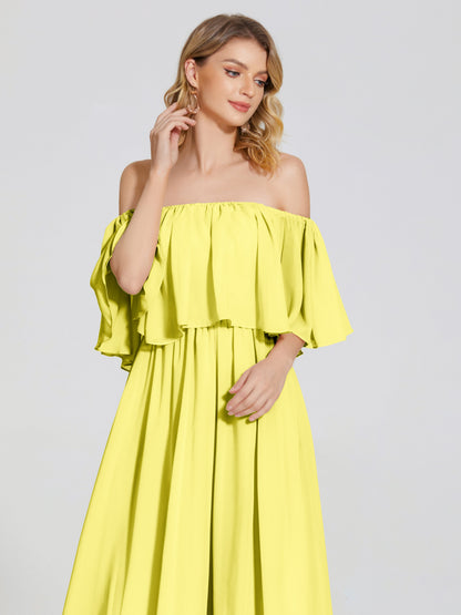 Journee Midi Off-Shoulder Chiffon Bridesmaid Dress
