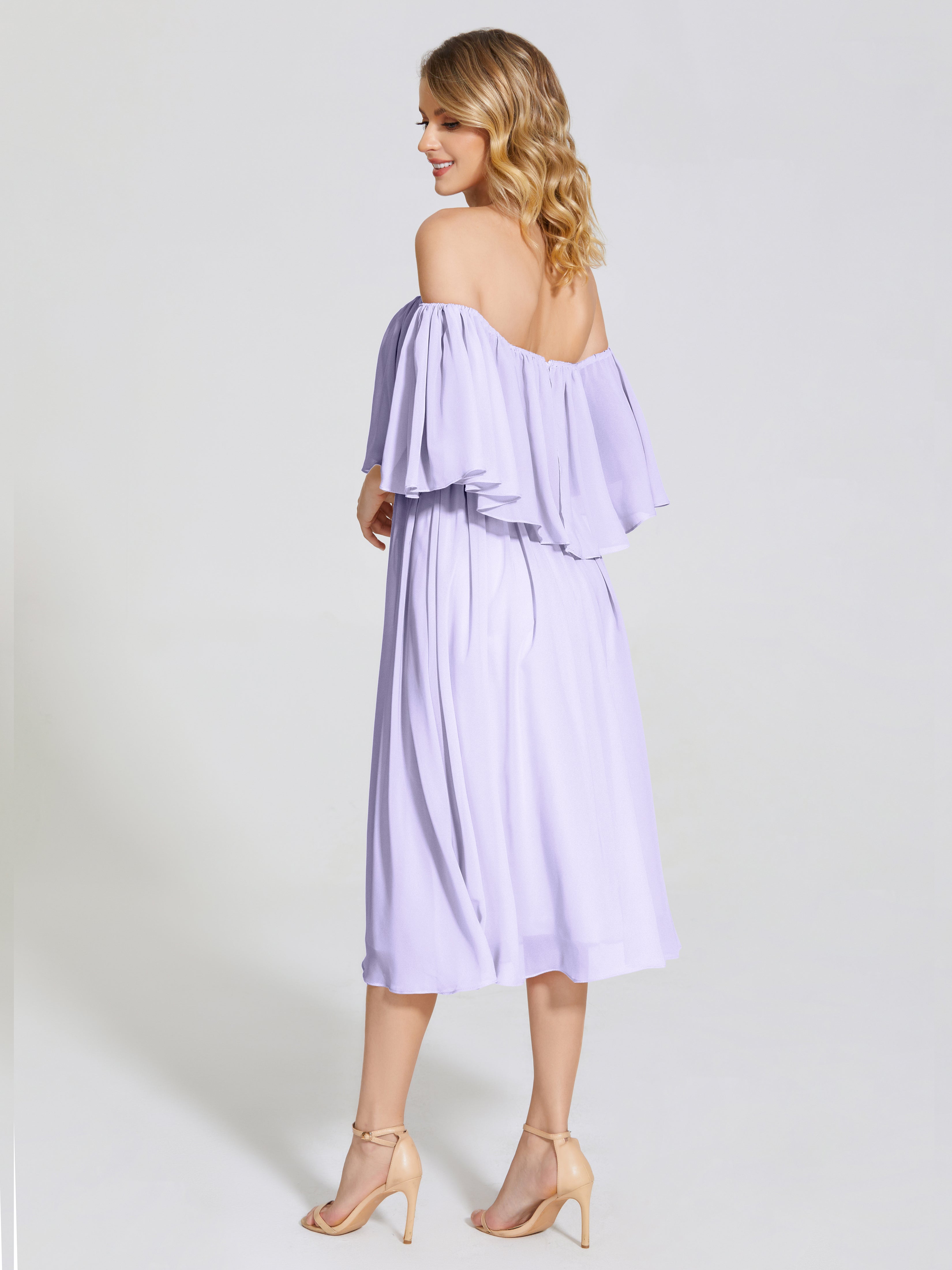 Journee Midi Off-Shoulder Chiffon Bridesmaid Dress