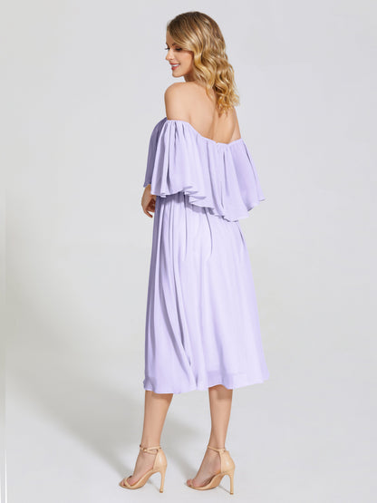 Journee Midi Off-Shoulder Chiffon Bridesmaid Dress