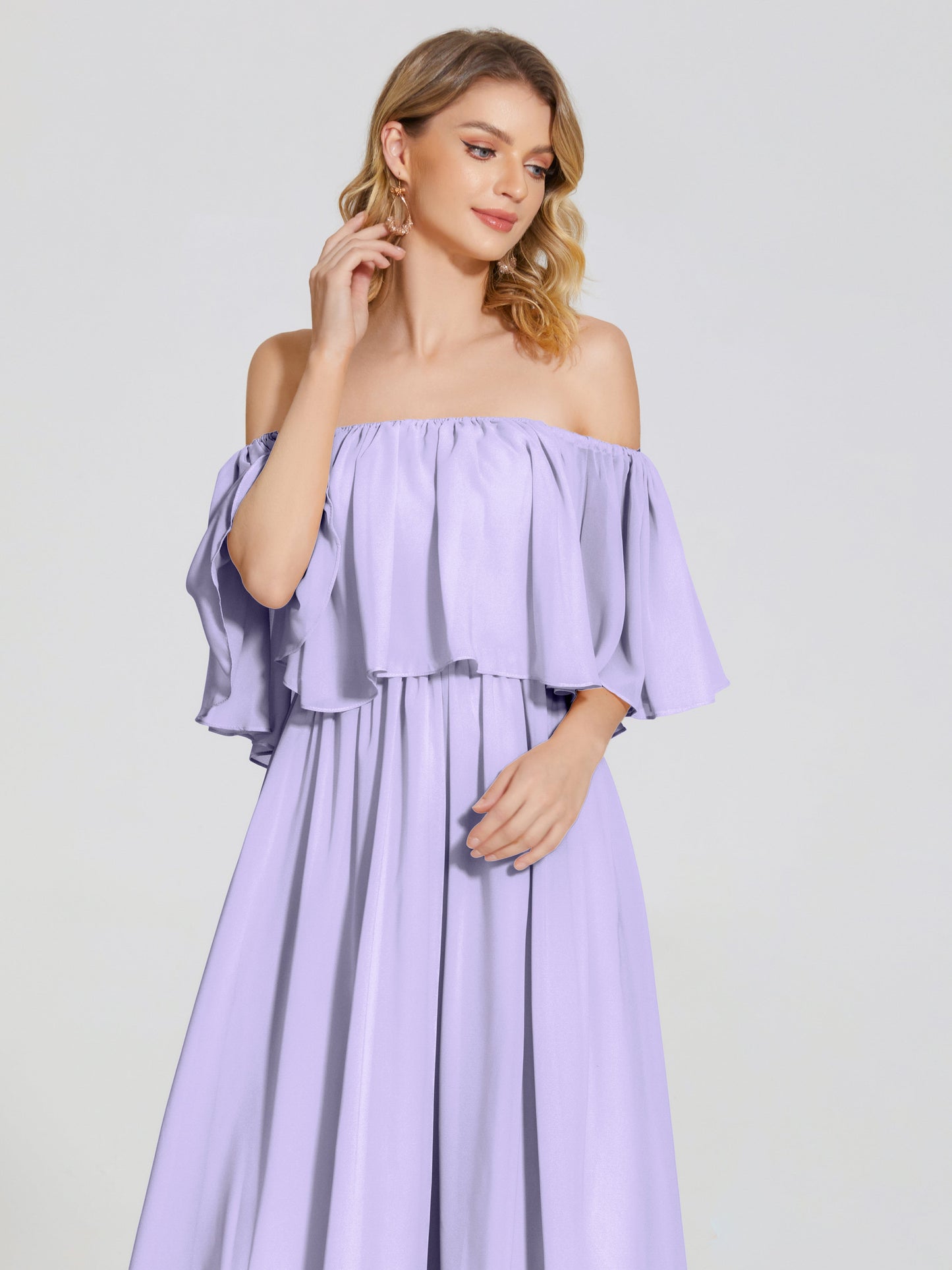 Journee Midi Off-Shoulder Chiffon Bridesmaid Dress