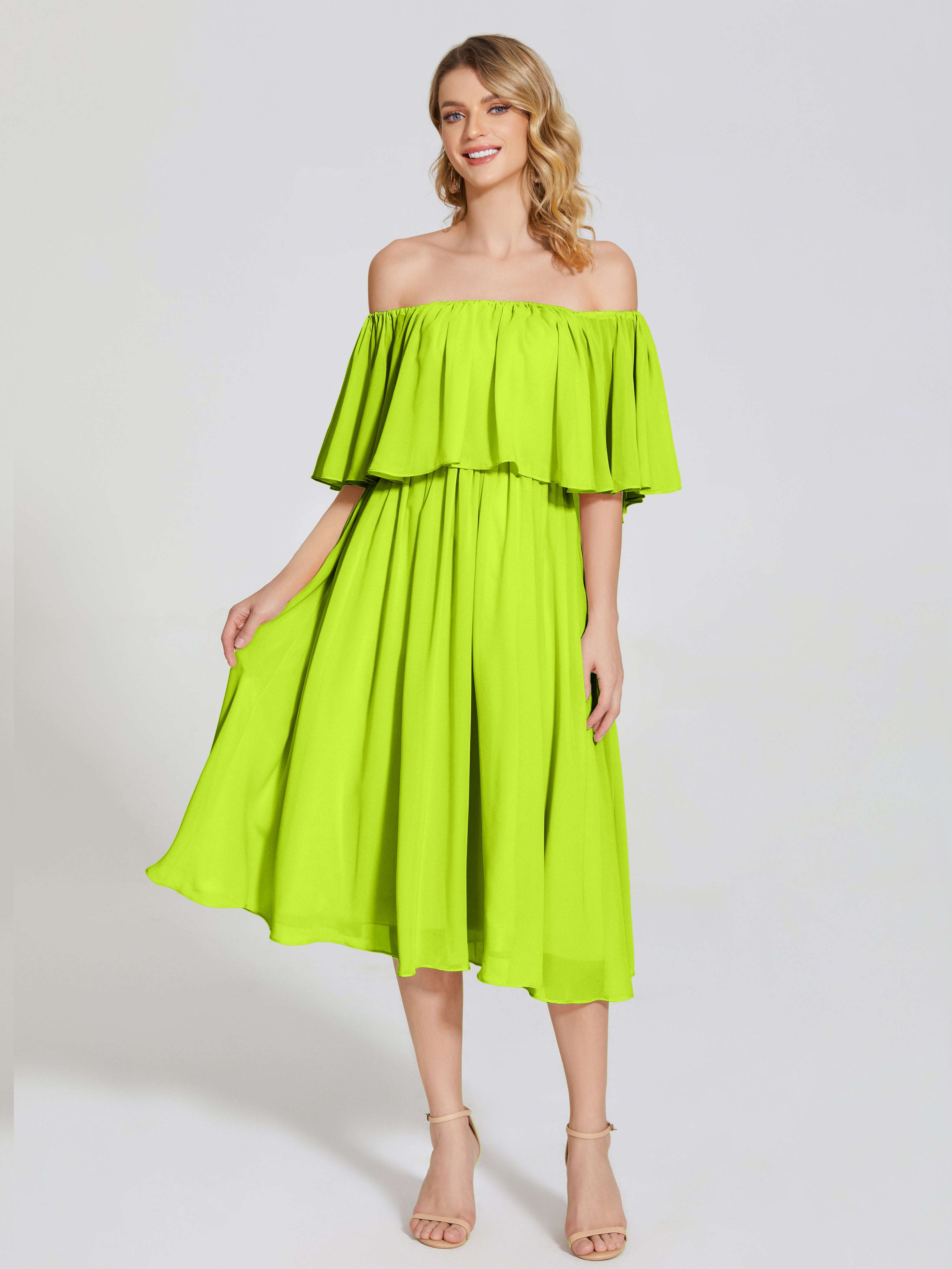Journee Midi Off-Shoulder Chiffon Bridesmaid Dress