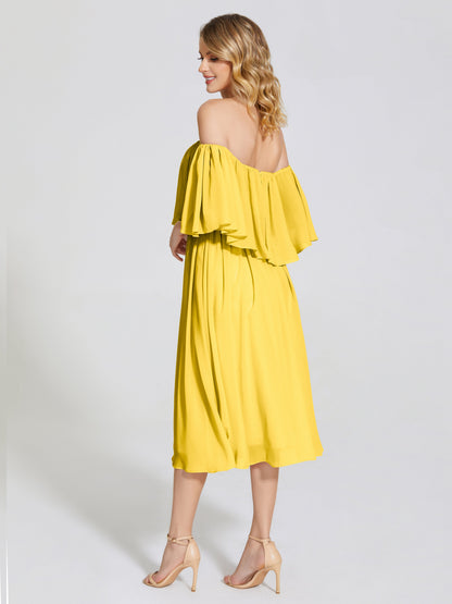 Journee Midi Off-Shoulder Chiffon Bridesmaid Dress