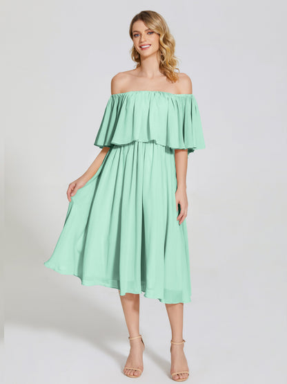 Journee Midi Off-Shoulder Chiffon Bridesmaid Dress