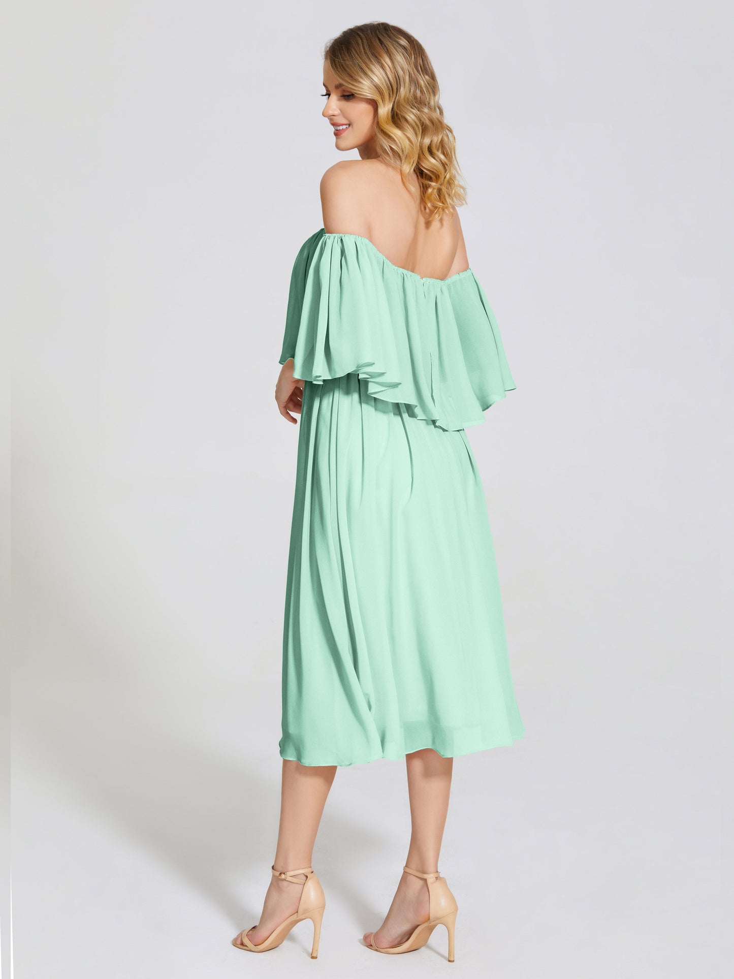 Journee Midi Off-Shoulder Chiffon Bridesmaid Dress
