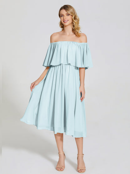 Journee Midi Off-Shoulder Chiffon Bridesmaid Dress