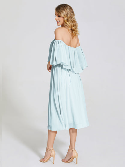 Journee Midi Off-Shoulder Chiffon Bridesmaid Dress