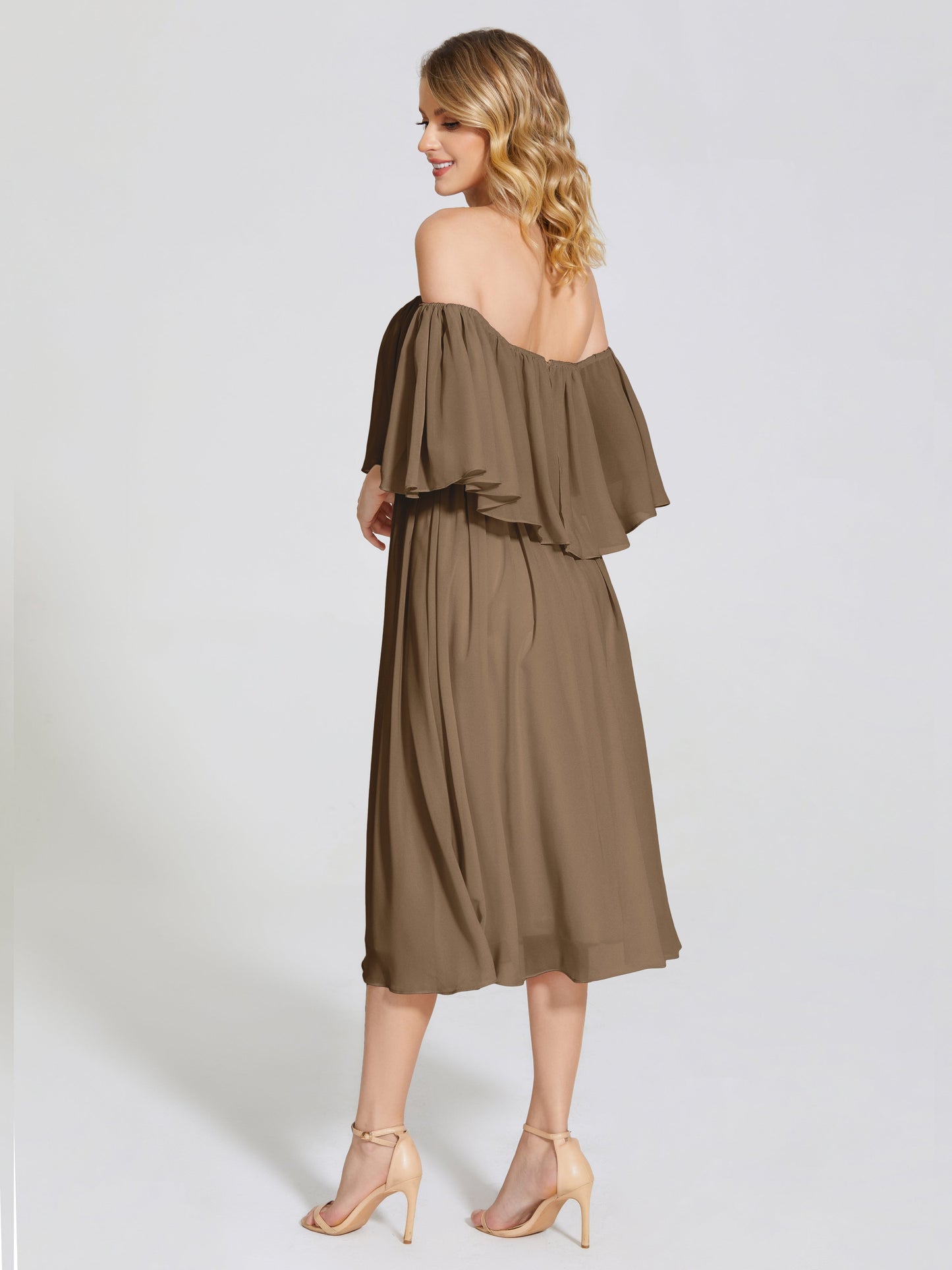 Journee Midi Off-Shoulder Chiffon Bridesmaid Dress