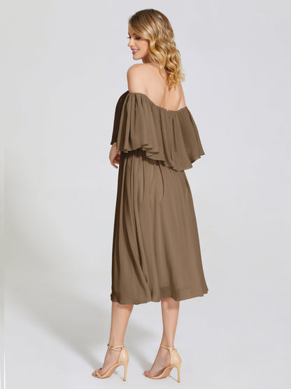Journee Midi Off-Shoulder Chiffon Bridesmaid Dress