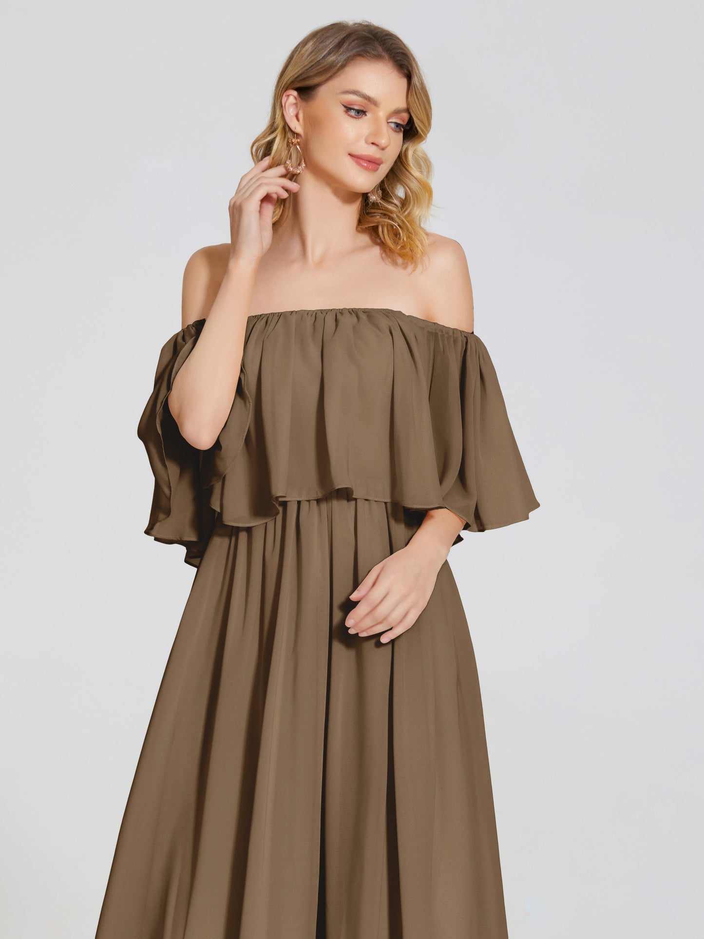 Journee Midi Off-Shoulder Chiffon Bridesmaid Dress