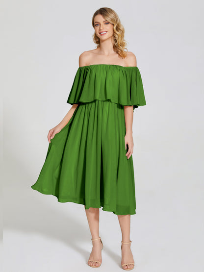 Journee Midi Off-Shoulder Chiffon Bridesmaid Dress